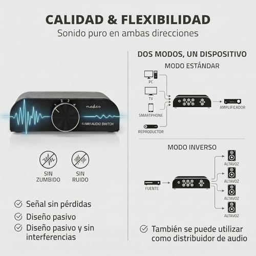 Interruptor de audio Nedis para evitar cambiar cables RCA y Jack constantemente 3