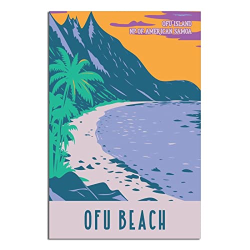 Ofu Beach American Samoa Vintage Affiche de voyage Toile Art Home Room Wall Decor Poster Impression Peinture Cadeau Poster