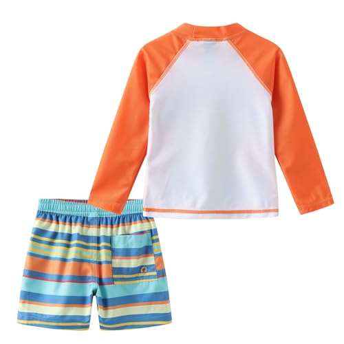 Aisyee Toddler Baby Boys Rash Guard Set for Kids Boys Swim Set with Swim Trunks Long Sleeve Bathing Suits2