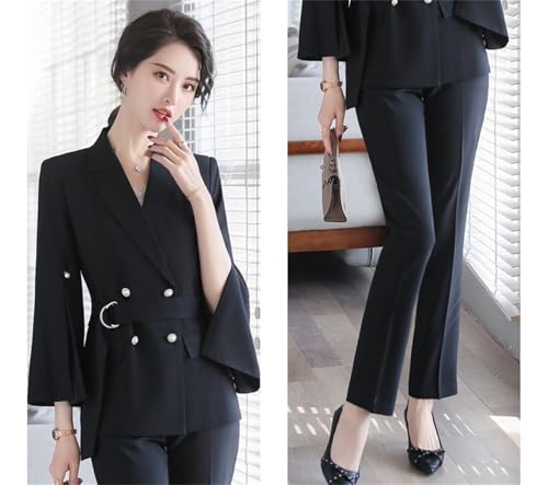 Women's Flare Sleeve Blazer and Pants Set Office Lady Business Suit Summer 2025 Trouser Suit 2 Pcs Sets Outfits2
