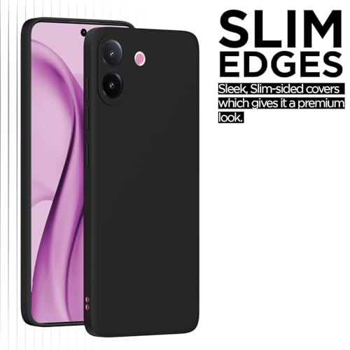 Image of Outlouders Back Cover for Vivo V60e 5G / Vivo V60 5G | Camera Protection | Durable Soft Matte Silicone Bumper Case (Black)