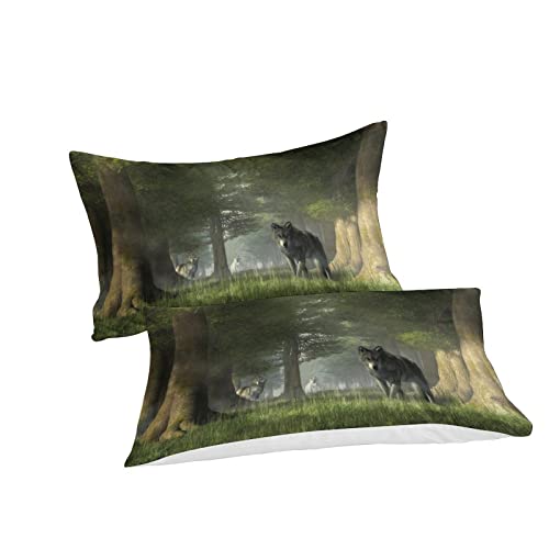 Housse de couette loup impression 3D microfibre de luxe - 3