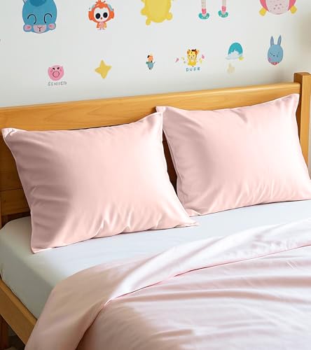 Image of Deep Dream Toddler Pillowcases for 13x18 Pillow 2 Pack, 100% Cotton Travel Pillow Case Cover, 600 Thread Count Cotton Pillow Covers, Soft & Breathable Small Pillow Cases Envelope Closure, Pink