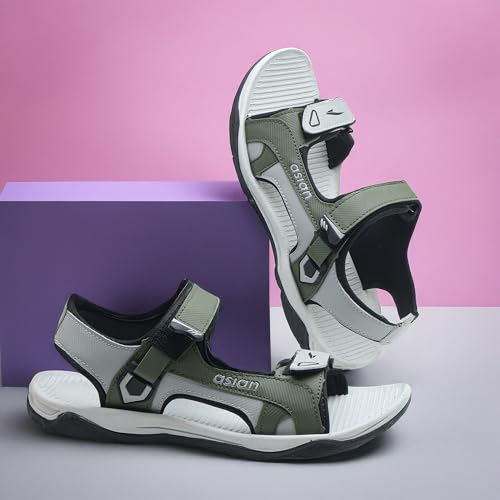 Image of ASIAN Vistara-42 Men's Sandals | Soft Cushion Footbed, Adjustable Velcro Straps & Anti-Slip Grip Sole | Lightweight, Durable & Comfortable Sandals for Walking, Daily Use, Beach & Travel