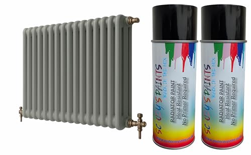 SCOOBYS PAINTS BACK IN THE MIX Radiator Aerosol Spray Paint Heat Resistant To 100ºC - Quick Air Drying No Primer Needed anti rust moisture resistant Metallic and Solid Colours (Willow Grey)
