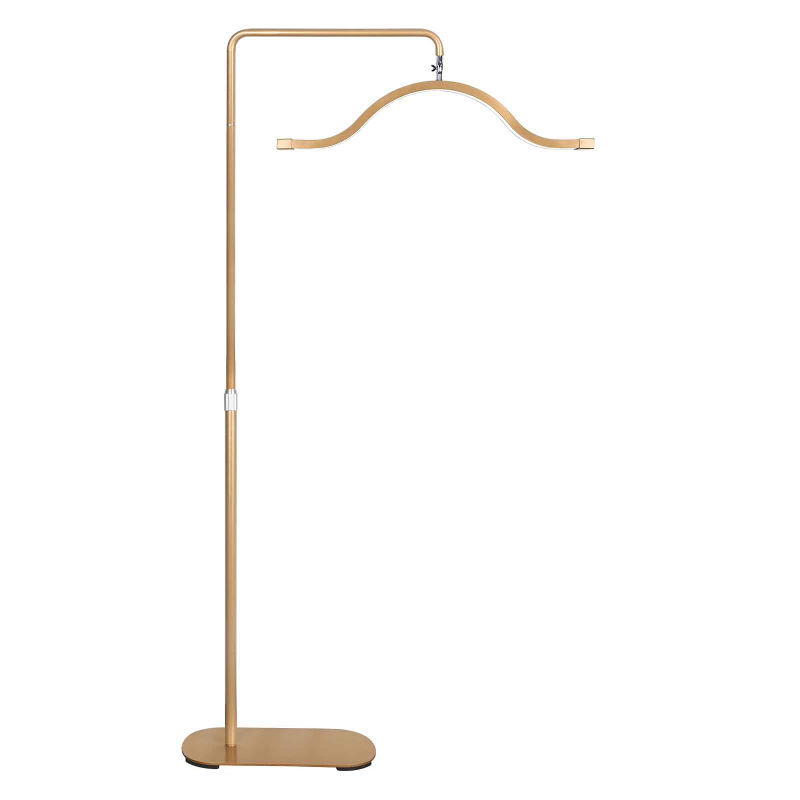 FOSOTO Half Moon Light, LED Moon Lamp for Eyelash with 350° Rotatation, 3200K-5600K Stepless Dimming, 45W Diamond Half Moon Beauty Floor Lamp with Phone Holder for Makeup, Tattoo, Salon (Golden)
