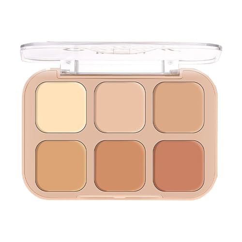 Makeup Concealer Palette, 6 Color Facial Contouring Palette, 3.39x2.67 Inches Delicate and Natural Tone Beauty Supplies for Parties, Night Out, Shopping, Daily Use, Dating