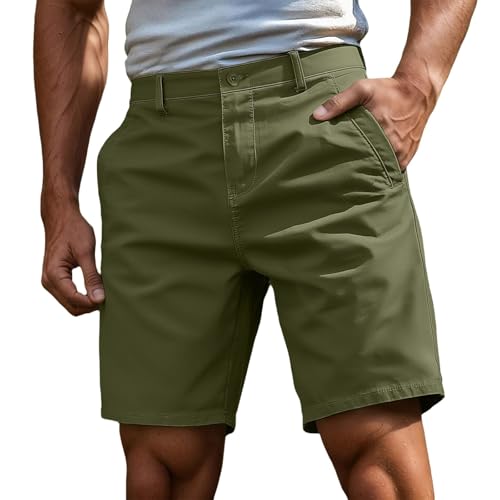 Pantalones Cortos Hombre Verano Casuales Versátiles Ligeros Transpirables Cómodos Diario Ocio Sólidos (Army Green, XXL) c42