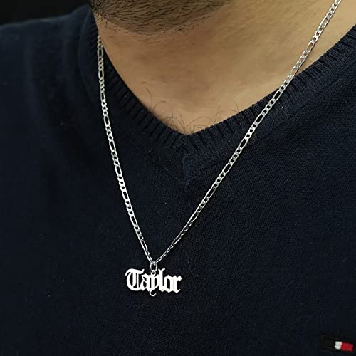 Corissy Custom Name Necklace For Men Personalized 18K Gold Plated Necklace With Curb/Figaro Chain Customized Jewelry Gifts For Boyfriend #TOP2