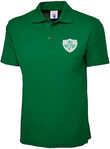Image of Uneek clothing Ireland Retro Design Polo Shirt - Unisex- Colour Kelly Green - XS to 7XL (UK, Alpha, 6XL, Regular, Regular, Kelley Green)