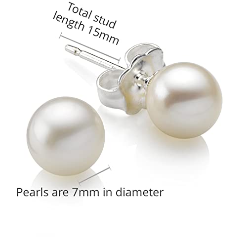 Molly B London Hypoallergenic Sterling Silver & Freshwater Cultured Pearl Stud Earrings For Girls. Perfect First Communion Gifts For Girls, Baptism Gifts, Birthday Gift, Sweet 16 #TOP1