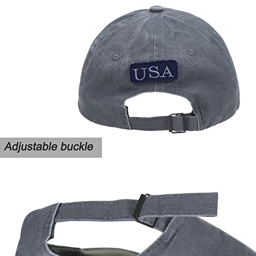 American Flag Hat, Vintage Distressed Cotton Dad Hat Baseball Cap USA Adjustable Patriotic Hat for Men Women Grey - Image 3