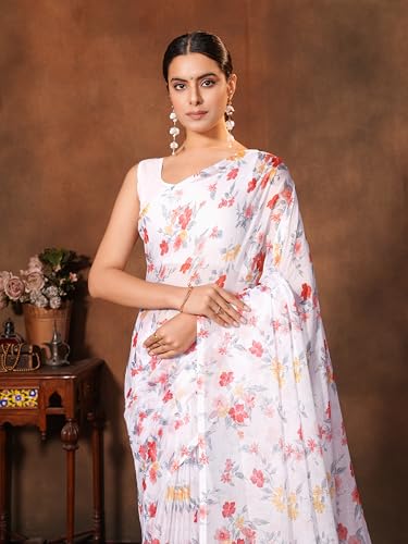 Image of Garden Vareli Floral Print Chiffon Saree