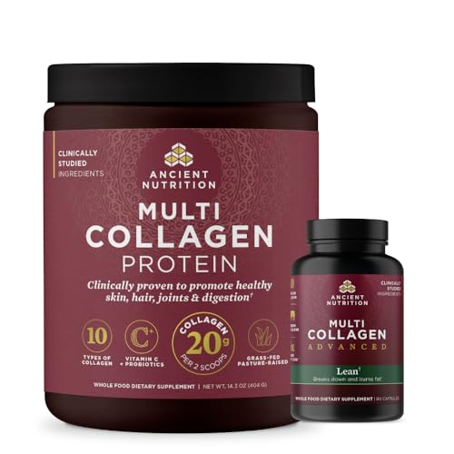 Ancient Nutrition Multi Collagen Advanced Lean Capsules, 90 Count + Multi Collagen Protein Powder, Unflavored, 40 Servings - image 1