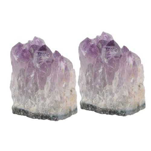 FOYTOKI Unique Bright Amethyst Raw Stones 2pcs Natural Ore Specimens for Collectors Decorative Pieces
