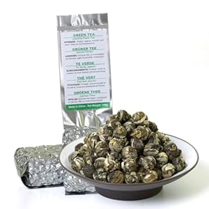 GOARTEA 100g / 3.5oz Supreme Jasmine Pearls Tea Jasmine Tea Té Verde de Jazmín Jasmine Green Tea Jasmine Perlas Té Verde