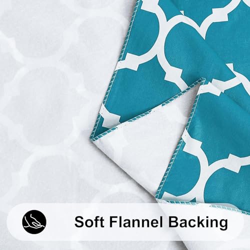 Image of Smiry Rectangle Table Cloth, Flannel Backed Vinyl Tablecloth, 70 inchx90 inch | Waterproof Plastic Tablecloths, Wipeable Table Cover for Dining, Indoor and Outdoor (Teal)