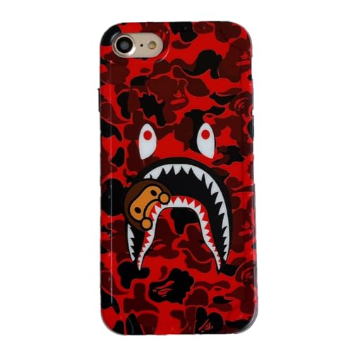 Beefkcase Hoolcase for iPhone 7 for iPhone 8 for iPhone SE Soft Case for Shark Face/Shark Teeth Fans Kids Boys, Cartoon Cute Fun Shockproof TPU Protective 4.7 Inch Case for iPhone 7/8/SE (H-YU)