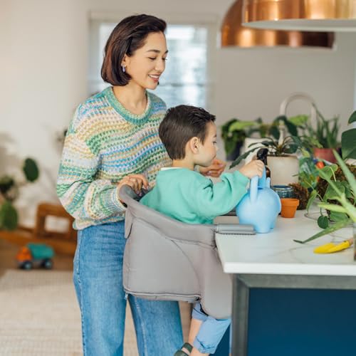 Bebeconfort Malva, anklemmbarer Tischsitz Baby Hochstuhl, 6 M. - 3 J. (15 kg), sichere Befestigung, weicher Sitz und Stoffe, leichte Installation, zusammenklappbar, leicht (1,8 kg), Mineral Grey