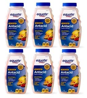 Equate - Tabletas antiácidas, tabletas masticables ultra fuertes con sabores de frutas tropicales, 1000 mg, 160 unidades (paquete de 6)