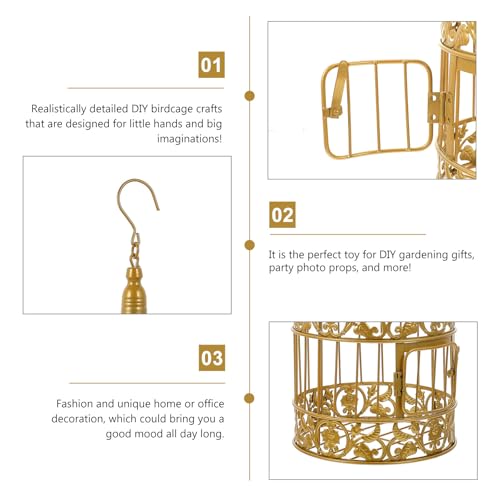 Cage à oiseaux en fer forgé dorée accessoire déco pour table de mariage - 4