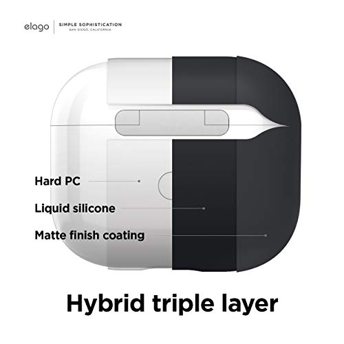 elago Liquid Hybrid Case with Keychain Compatible with AirPods 3 Case Cover - Triple Layer Structure Protection (Black) - Image 2