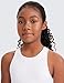 CRZ YOGA Girls Butterluxe Double Lined Tank Tops Waist Length High Neck Racerback Sleeveless Teen Kids Active Casual Dance White Medium