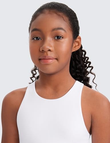 Image of CRZ YOGA Girls Butterluxe Double Lined Tank Top | Dance, Extremely Soft, Tight Fit, Waist Length, High Neck, Athletic, Sleeveless Shirts for Teen