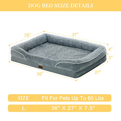 Comfort Expression Large Dog Bed, Dog Beds For Large Dogs, Waterproof Dog Bed Large, Orthopedic Dog Bed With 4 Sides, Dog Bed With Removable Washable Cover, Large Size Dog Bed Cover With Zipper #TOP1