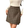 Pink Queen Plaid Skirts for Women with Pockets Button Decor Wrap Hem