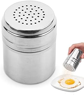 Spice Shaker, Stainless Steel Dredge Shaker Spice Dispenser Condiment Jar Sugar Shaker Seasoning Powder Shaker for Salt, Spice, Sugar