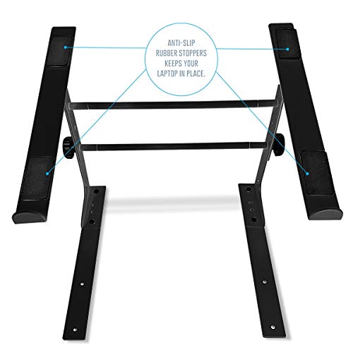 Axcessables Dj Laptop Stand With Dj Table Clamps | 9.25"-14" Adjustable Dj Stand For Audio Mixer| Dj Controller Stand | Compatible With 13"-16" Macbooks, Hp Laptops (Lts-02 Black) #TOP6