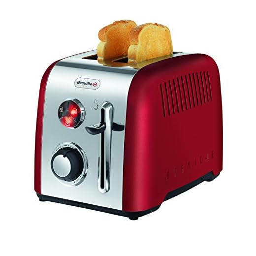 Breville VTT536X Tostador Rojo de Doble Rebanada Larga, Acero Pulido, 1300 W, Inoxidable, 2 Ranuras