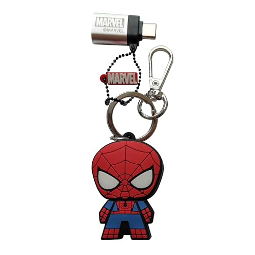 WONDEE Spiderman [ 2 en 1 ] Spiderman Clé USB + Porte Clé Originale 32 go avec Adaptateur USB C - Cadeaux Originaux Spider Man, Idée de Cadeau Marvel Disney...