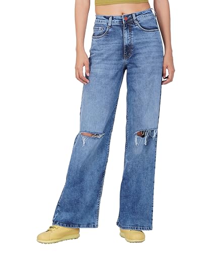 Image of i'sol Jeans for Women | Baggy Jeans for Women High Waist | Wide Leg Jeans for Woman | Bell Bottom Jeans