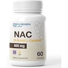 Puregen Labs N-Acetyl-L-Cysteine NAC 600mg, Antioxidant Support Supplement, NAC 600 mg, Easy to Absorb - 60 Vegetarian Capsules