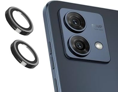 Image of Camera Lens Protector For Motorola Moto G84 5G Tempered Glass, Alloy Metal Rings, Case Friendly, 2 Pack, (Black)