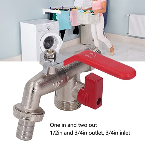 Doppelventil Wasserhahn 1 In 2 Out, Waschmaschine Schlauch Kugelhahn, Zinklegierung, Gartenzubehör