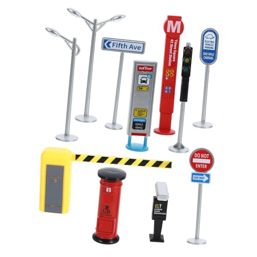 Vaguelly 1 Set Miniature City Traffic Road Signs Playset Engaging Simulation Traffic Sign for Bright Design for Creative Play Compatible with Construction Safe for Learning Fun