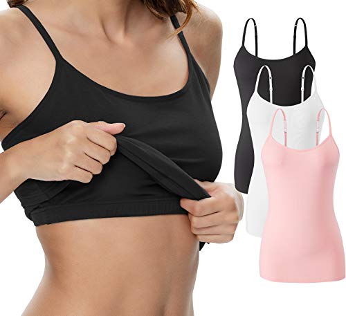 Image of Vislivin Womens Cotton Camisole Adjustable Strap Tank Tops with Shelf Bra Stretch Undershirts