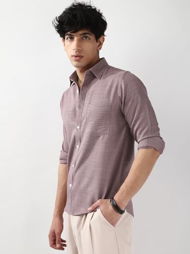 Image of Urbano Fashion Men's Linen Blend Full Sleeve Relaxed Fit Casual Solid Shirt