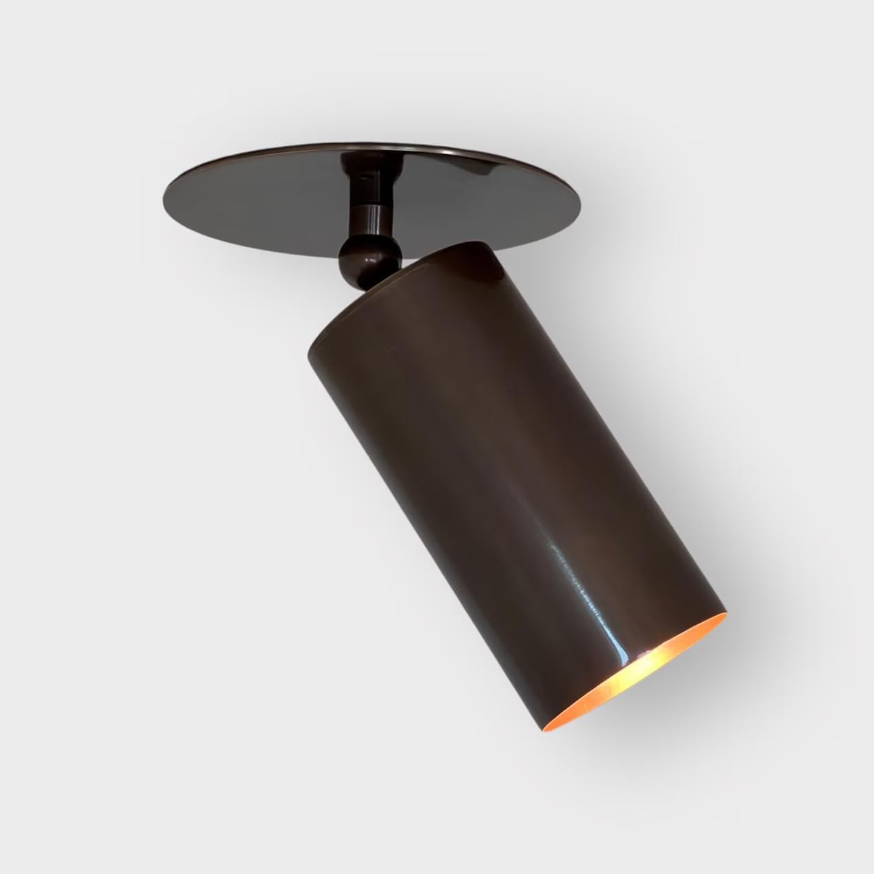 Modern Adjustable Brass Ceiling Spotlight – 180° Movable Solid Brass Cylinder Light Fixture for Accent & Task Lighting – Antique Brass Rotatable Ceiling Spot Light for Home (Brushed Chrome)