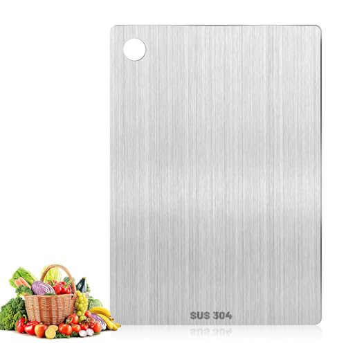 Pavlleen Tagliere in acciaio inox, Tagliere in Titanio per Cucina, Igiene e Durata Tagliere, per tagliare carne, pane, verdura, frutta (30 x 20 cm)