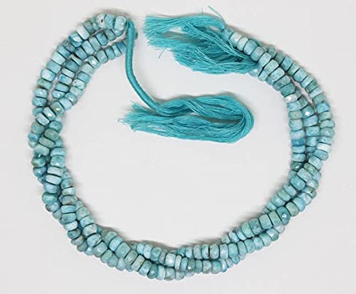 Perles Larimar véritable en rondelles facettées haut de gamme pour création joaillerie unique