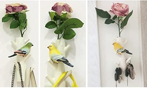 Ganchos de pared para abrigos resistentes con diseño botánico de aves 6
