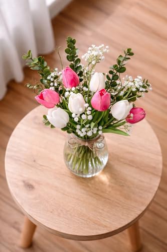 Image of Divyakosh Artificial Flowers for Home Decoration, Flora for Decor | Artificial Flowers for Vase (VASE NOT Included) Home Decor Items for Living Room, Ready-to-FitArtificial Tulip Flower Bunch |