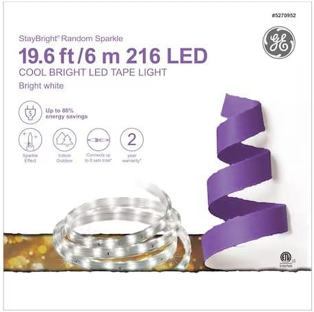 Random Sparkle 216-Light 19.6-ft - Cinta de luces LED integradas de Navidad