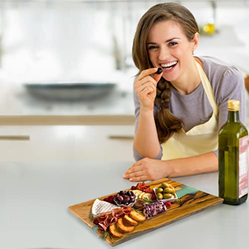 Designium Handmade Olive Wood Cheese Board With Resin, Charcuterie Boards & Serving Tray, Wooden Epoxy Serving Board, Chopping And Cutting Board For Meat Vegetable & Fruit, Premium Gift For Kitchen #TOP2