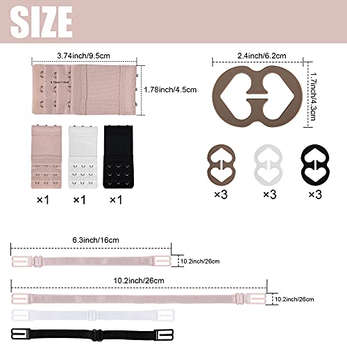image for PHLSTYLE Bra Strap Clips, 3 Pcs Bra Extenders 3 Hooks, 3 Pcs Bra Strap