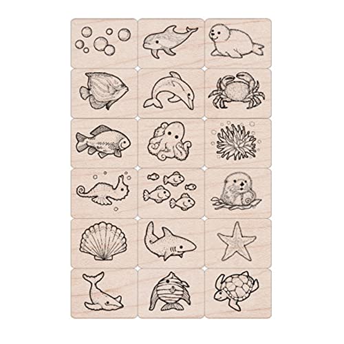 Hero Arts LL389 Ink 'n' Stamp Wood Sets, Sea Life